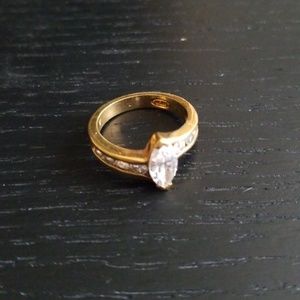 Marquis cut diamond simulant ring